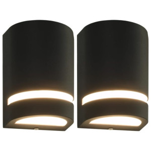 Zewnętrzne lampy ścienne, 2 szt., 35 W, czarne, półokrągłe