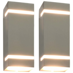 Zewnętrzne lampy ścienne, 2 szt., 35 W, srebrne, prostokątne