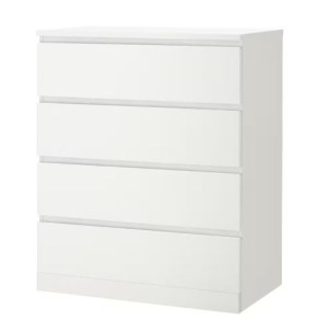 IKEA MALM Komoda, 4 szuflady, 80x100 cm biały