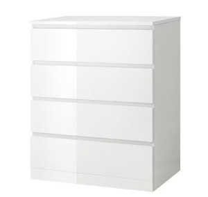 IKEA MALM Komoda, 4 szuflady, 80x100 cm biały połysk