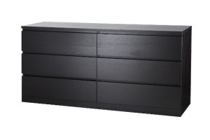 IKEA MALM Komoda, 6 szuflad, 160x78 cm czarnybrąz