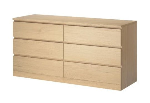 IKEA MALM Komoda, 6 szuflad, 160x78 cm okleina dębowa bejcowana na biało