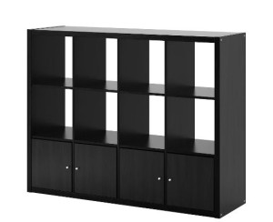 IKEA KALLAX Regał z 4 wkładami, 147x112 cm czarnybrąz