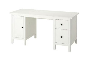 IKEA HEMNES drewniane Biurko, 155x65 cm biały bejca