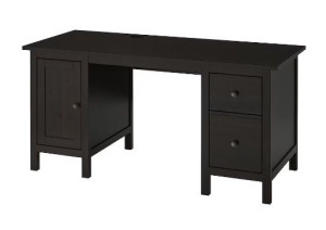 IKEA HEMNES drewniane Biurko, 155x65 cm czarnobrąz