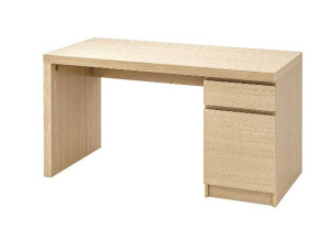 IKEA MALM Biurko, 140x65 cm okleina dębowa bejcowana na biało
