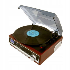 Gramofon Retro Z Głośnikami Radio Drewno Stereo