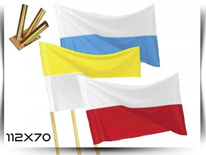 3 flagi maryjna, papieska, polska 112X70+kije+uchwyt