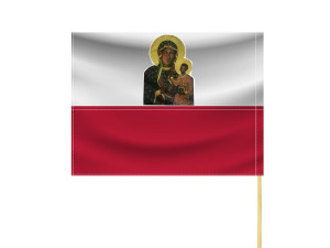 Flaga Chorągiewka Polski z Maryją z patykiem