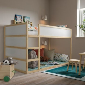 IKEA KURA Dwustronne łóżko, biały/sosna 90x200 cm