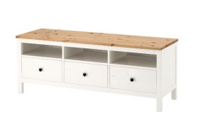 IKEA HEMNES Szafka pod TV, 148x47x57 cm biała bejca / jasnybrąz