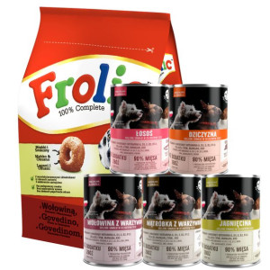 FROLIC 2,8kg - sucha karma dla psów z wołowiną, warzywami i zbożem + PetRep