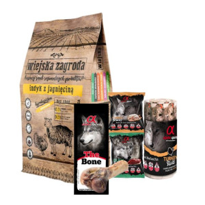 Pakiet Wiejska Zagroda Indyk z Jagnięciną 9 kg + 4 Przysmaki GRATIS!