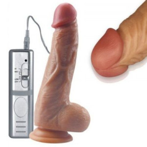 Dildo Penis z przyssawką WIBRATOR z pilotem 21cm