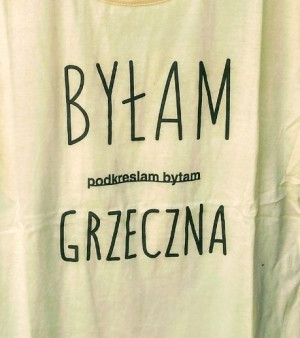 t-shirt żółta Byłam grzeczna podkreślam BYŁAM r.M