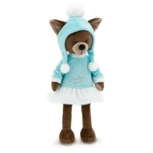 Przytulanka piesek lucky kiki w czapce z pomponami 38cm