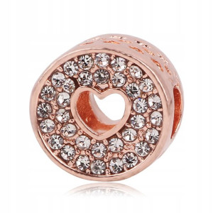 Zawieszka Charms Koralik Serce Golden Rose