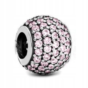 Zawieszka Charms Koralik Bead Różowa Kula
