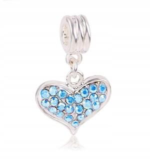 Zawieszka Charms Koralik Bead Błękitne Serce