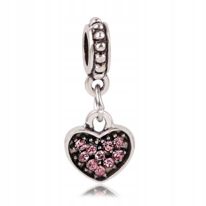 Zawieszka Charms Koralik Bead Różowe Serce
