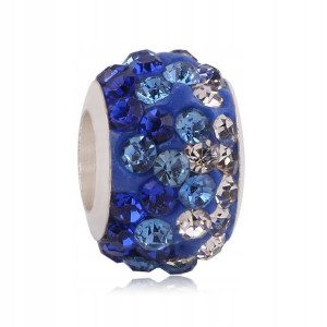 Zawieszka Charms Koralik Bead Niebieska Cyrkonie