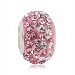 Zawieszka Charms Koralik Bead Różowa Cyrkonie