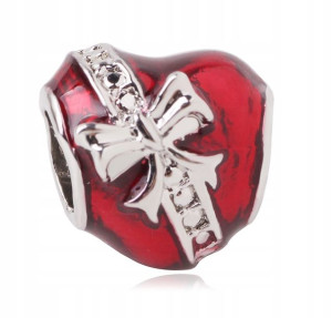 Zawieszka Charms Koralik Bead Serce Kokardka