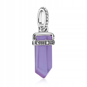 Zawieszka SREBRO 925 Charms Amulet Szkło Fioletowy