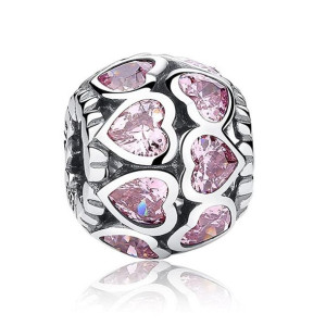 Zawieszka SREBRO 925 Charms Fioletowe Serca