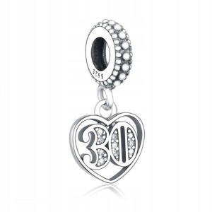 Zawieszka SREBRO 925 Charms Koralik 30 Urodziny