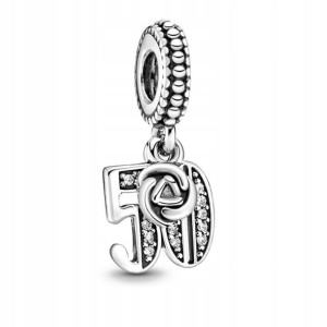Zawieszka SREBRO 925 Charms Koralik 50 Urodziny