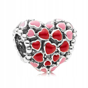 Zawieszka SREBRO 925 Charms Koralik Czerwone Serce