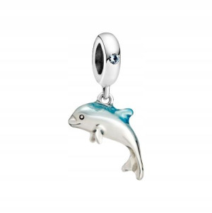 Zawieszka SREBRO 925 Charms Koralik Delfin Morze