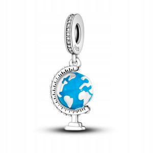 Zawieszka SREBRO 925 Charms Koralik Globus Świat