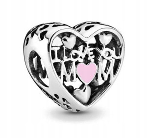Zawieszka SREBRO 925 Charms Koralik I Love You Mom