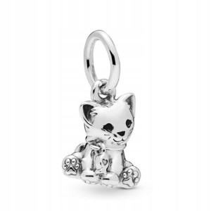 Zawieszka SREBRO 925 Charms Koralik Kotek Kot