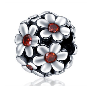 Zawieszka SREBRO 925 Charms Koralik Kwiatki