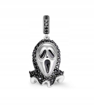 Zawieszka SREBRO 925 Charms Koralik Maska Krzyk