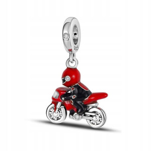 Zawieszka SREBRO 925 Charms Koralik Motor Ścigacz