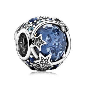 Zawieszka SREBRO 925 Charms Niebieska Gwiazdy