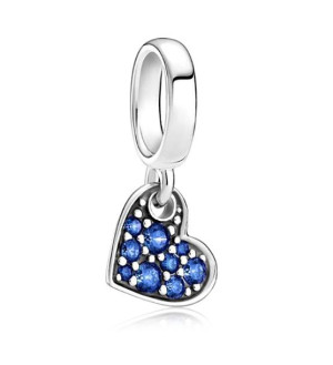 Zawieszka SREBRO 925 Charms Niebieskie Serce