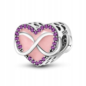Zawieszka SREBRO 925 Charms Serce Nieskończoność