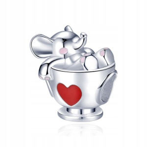 Zawieszka SREBRO 925 Charms Słoń w Porcelanie