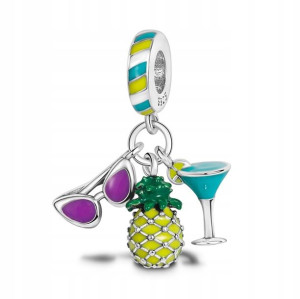 Zawieszka SREBRO 925 Charms Wakacje Drink Okulary