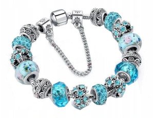 Bransoletka modułowa Charms Beads Błękitna 18 cm