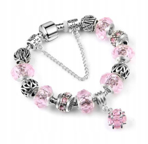 Bransoletka modułowa Charms Beads Różowa 19 cm