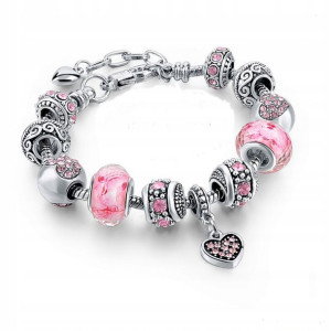 Bransoletka modułowa Charms Beads Różowe Serce