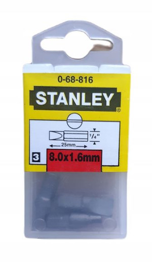 Końcówki Bit's Bitów 8 X 25mm Płaskie 3szt Stanley