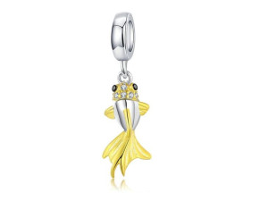 Srebrny Koralik Charms Beads Złota Rybka Fish