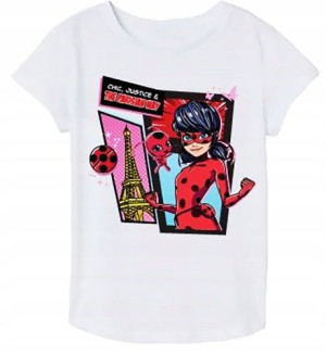 T-shirt MIRACULUM BIEDRONKA CZARNY KOT Bluzka 140